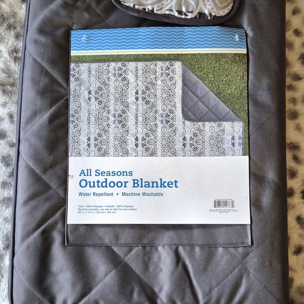 NEW Gray All Seasons Outdoor Water Repellent Blanket